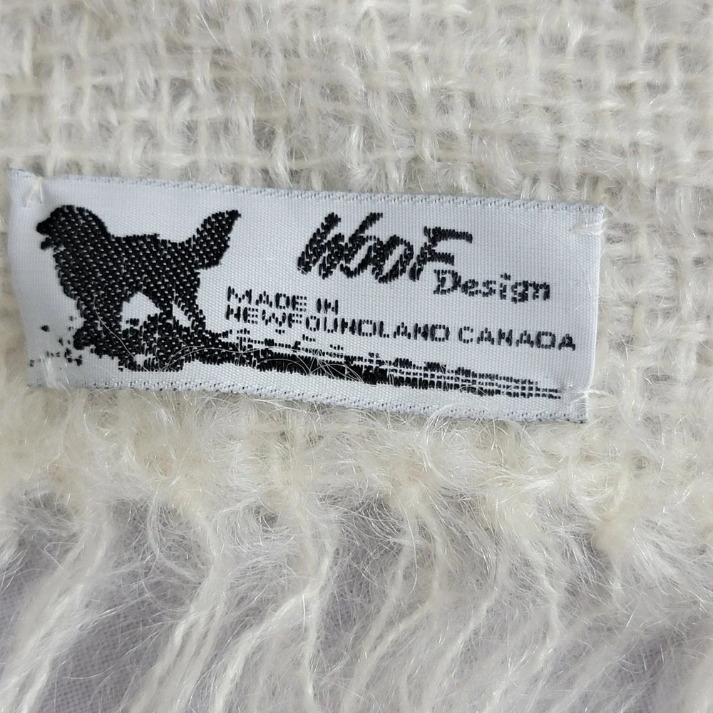 WOOF Design NEW Mohair‎ Scarf Cream Woven Fringe Made in Newfoundland Canada